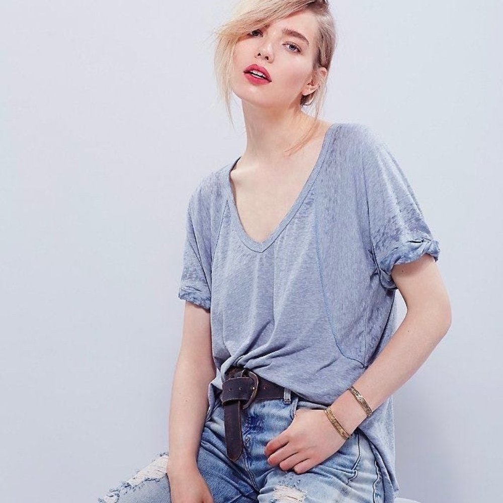 Free People Blue Washed Tee